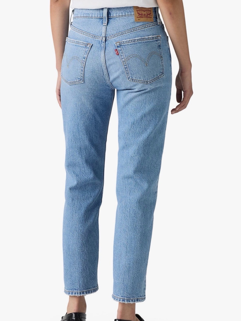 Levi's Women's CROPPED High Rise Straight Leg Jeans in Light Blue Wash